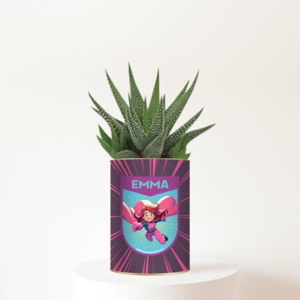 Plante personnalisée Super Héroïne – Cadeau nature pour fille avec prénom