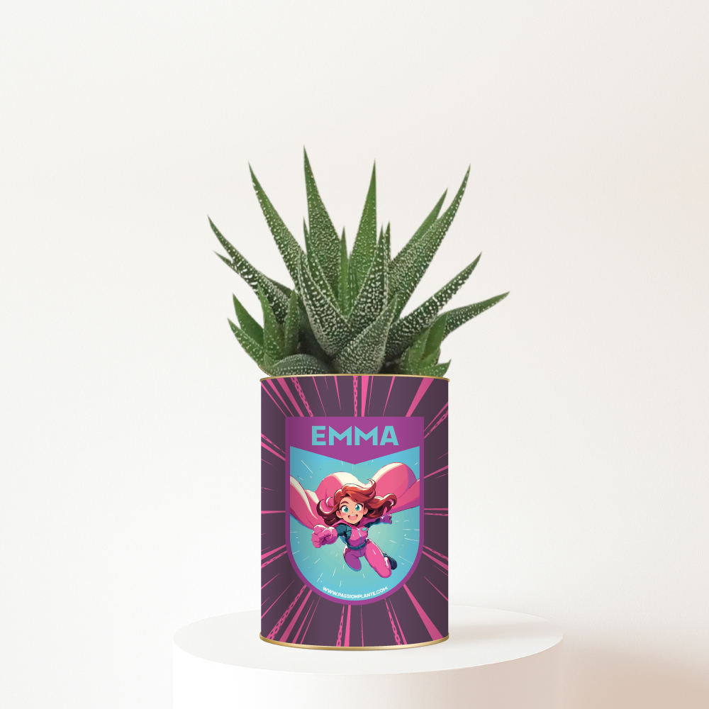 Plante personnalisée Super Héroïne – Cadeau nature pour fille avec prénom