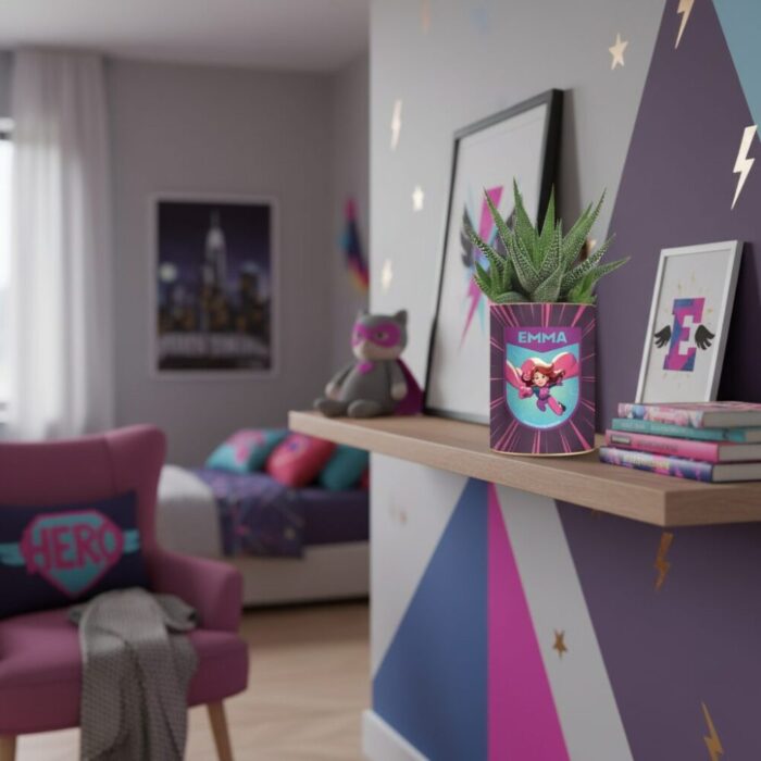 Plante personnalisée Super Héroïne – Cadeau nature pour fille avec prénom