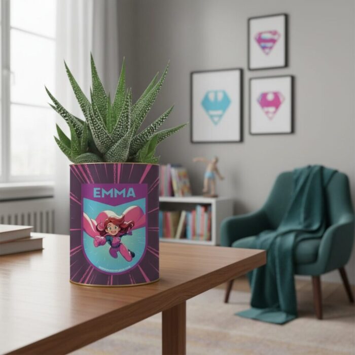 Plante personnalisée Super Héroïne – Cadeau nature pour fille avec prénom