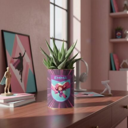 Plante personnalisée Super Héroïne – Cadeau nature pour fille avec prénom