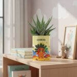 Plante personnalisée enfant – Gasteria avec personnage cartoon et prénom