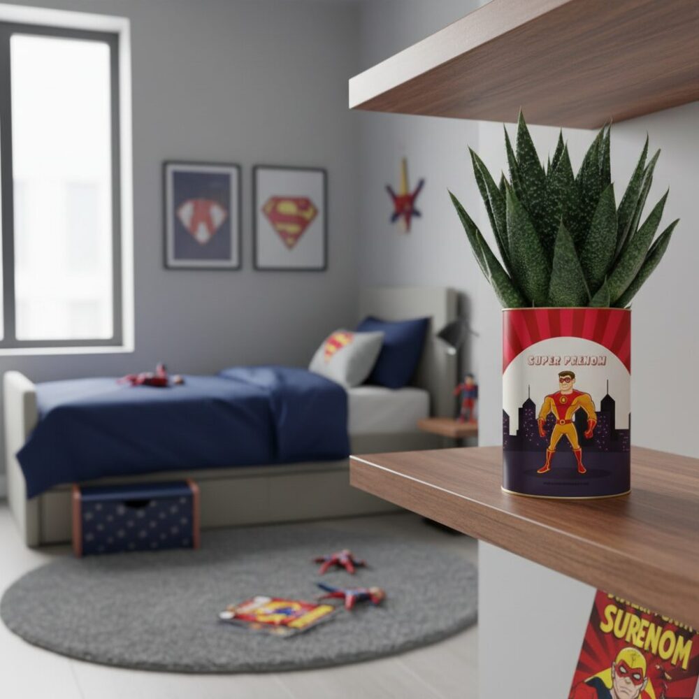 Plante Super Héros pour garçon - Succulente personnalisable avec prénom