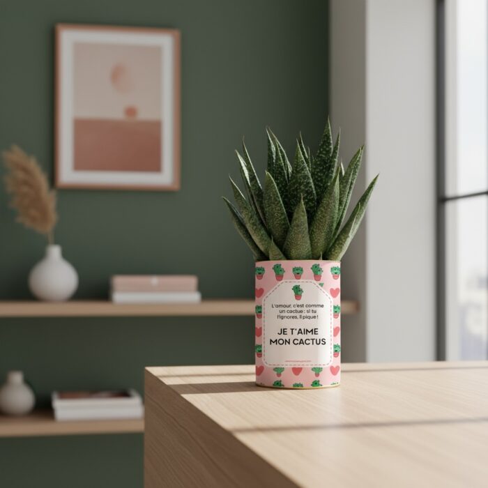 Je t’aime mon cactus - Plante personnalisée amour Haworthia Gasteria