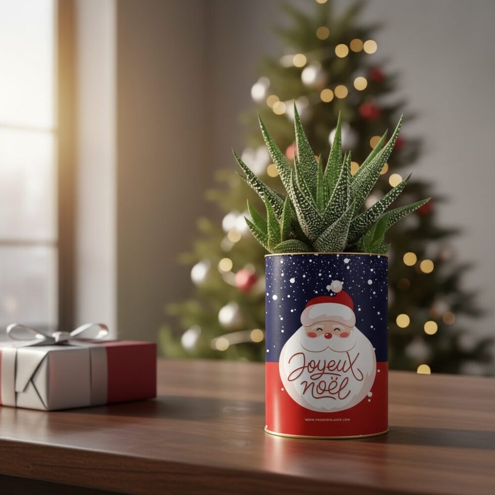 Cadeau nature avec message Joyeux Noël - plante personnalisée Noël
