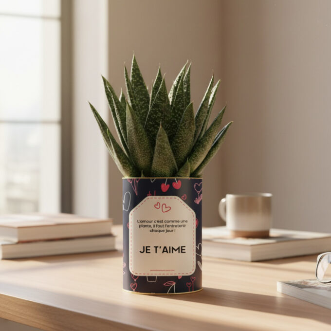 Plante personnalisée Gasteria – Message d’amour Je t’aime