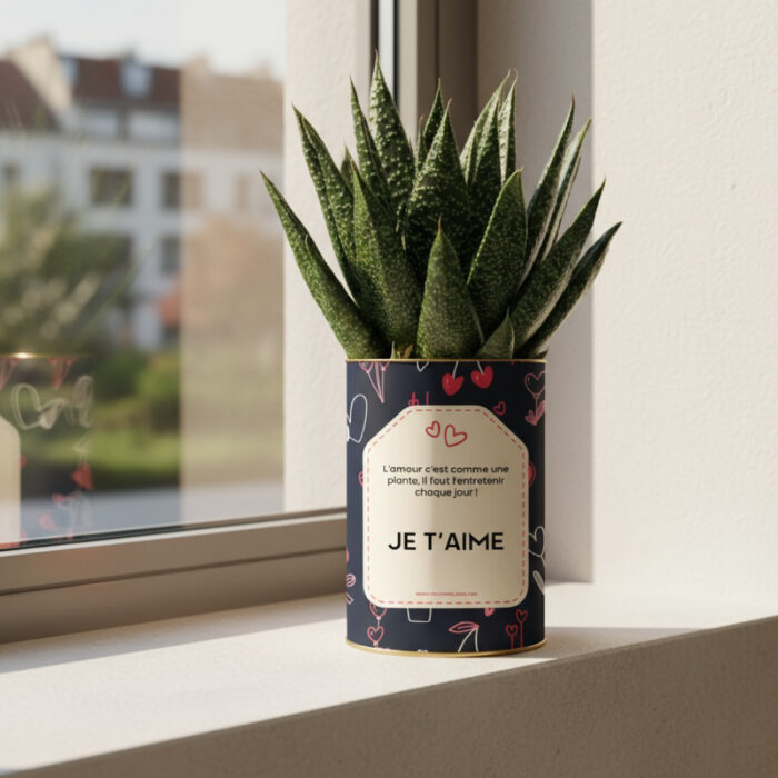 Plante personnalisée Gasteria – Message d’amour Je t’aime