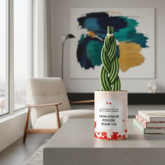 Mon cœur pousse pour toi - Plante personnalisée Sansevieria tressée