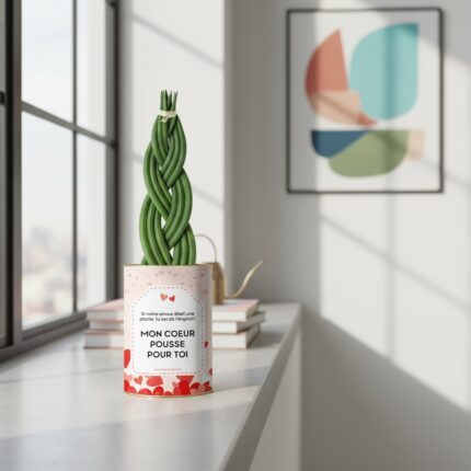 Mon cœur pousse pour toi - Plante personnalisée Sansevieria tressée