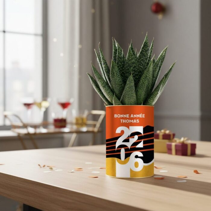Bonne Année 2026 + Prénom - Succulente personnalisée - Un cadeau nature porteur d’espoir