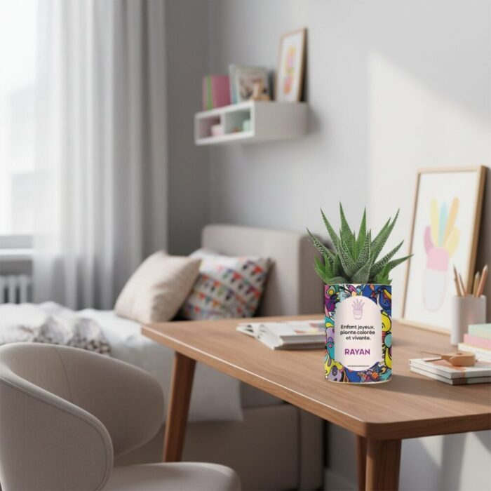 Succulente colorée Gasteria avec message joyeux - Plante personnalisée enfant