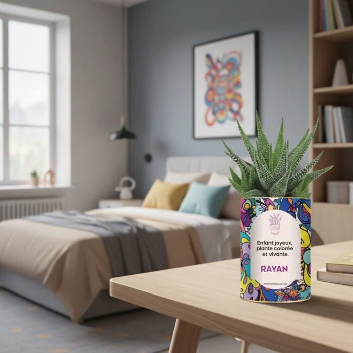 Succulente colorée Gasteria avec message joyeux - Plante personnalisée enfant