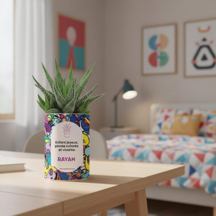 Succulente colorée Gasteria avec message joyeux - Plante personnalisée enfant