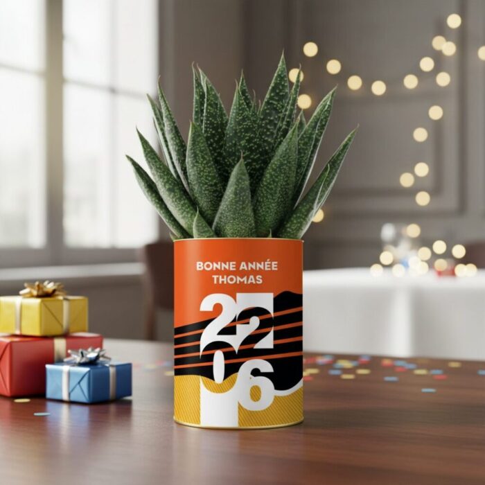 Bonne Année 2026 + Prénom - Succulente personnalisée - Un cadeau nature porteur d’espoir