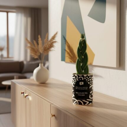 Plante personnalisée Sansevieria tressée - Cadeau Fête des Mères - Toujours toi, Maman
