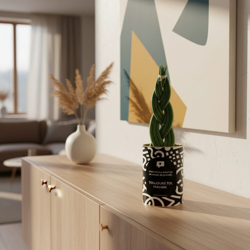 Plante personnalisée Sansevieria tressée - Cadeau Fête des Mères - Toujours toi, Maman