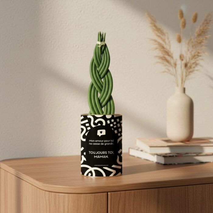 Plante personnalisée Sansevieria tressée - Cadeau Fête des Mères - Toujours toi, Maman