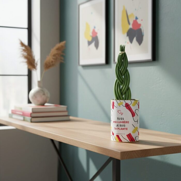 Tu es ma lumière, je suis ta plante - Plante personnalisée Sansevieria tressée – Cadeau Fête des Mères